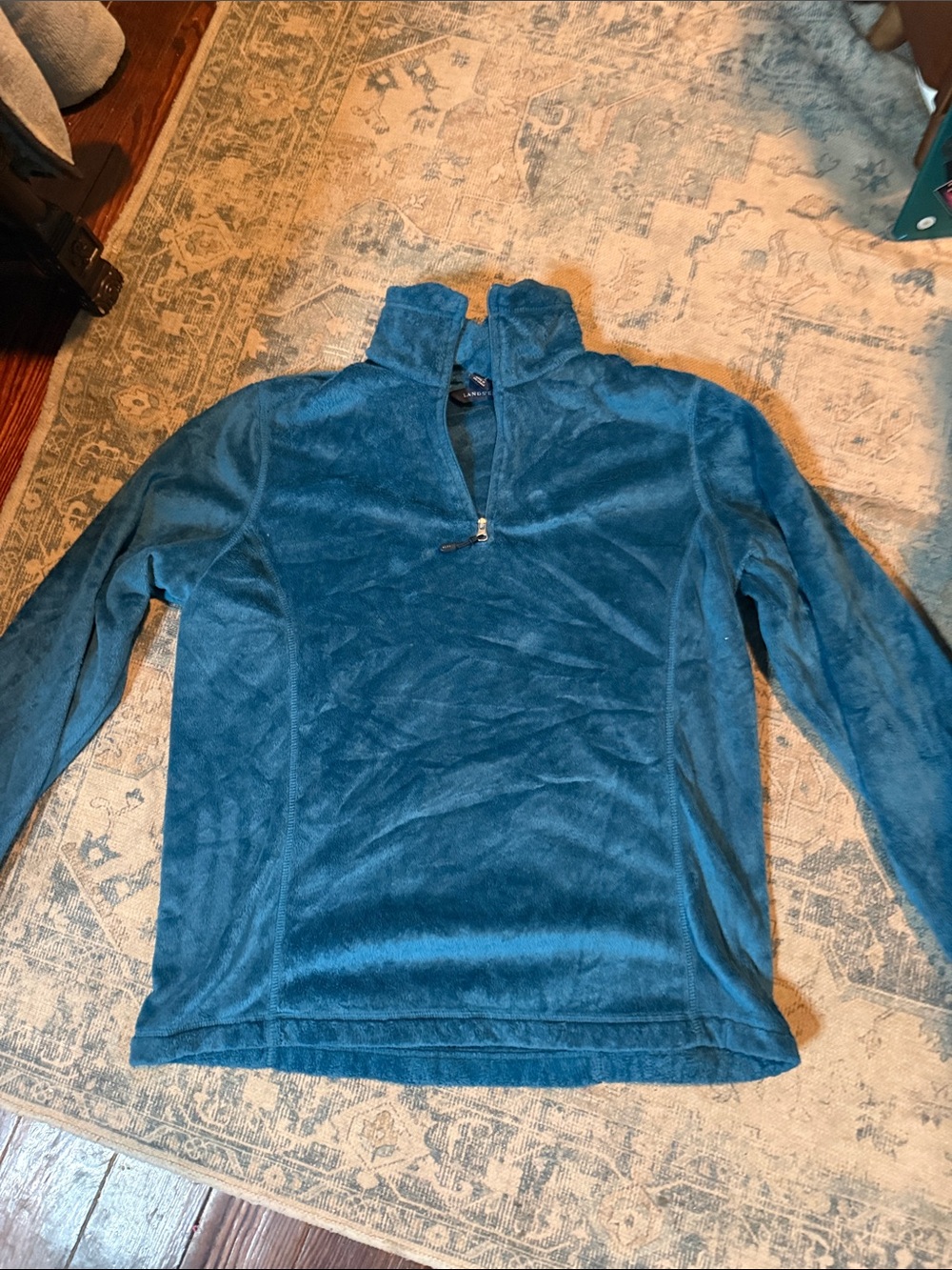 Lands' End Teal Half-Zip Fleece Pullover